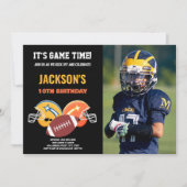 第10期黒黄色フォトサッカー誕生日 招待状 (正面)