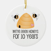 第10記念日のカップルのギフト セラミックオーナメント (正面)