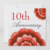 第10記念日の赤い花の優れた金属 招待状 (正面)