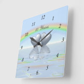 第10記念日の錫のハート スクエア壁時計 (傾斜)