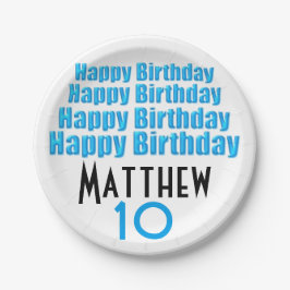 第10誕生会のパーソナライズな紙皿 ペーパープレート