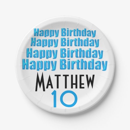 第10誕生会のパーソナライズな紙皿 ペーパープレート (正面)