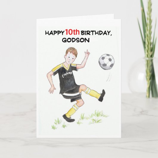 第10誕生日のゴッドソンのカード – サッカー カード (正面)