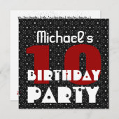 第10誕生日の名前をカスタムするの白黒赤いV11をからかって下さい 招待状 (正面/裏面)