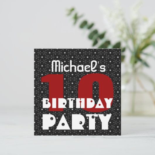 第10誕生日の名前をカスタムするの白黒赤いV11をからかって下さい 招待状 (スタンド正面)