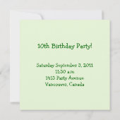 第10誕生日の招待状 招待状 (裏面)