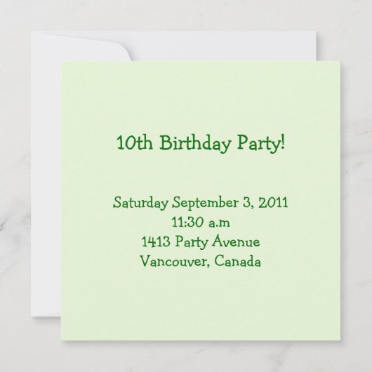 第10誕生日の招待状 招待状 (裏面)