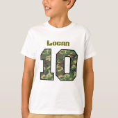 第10誕生日の迷彩柄1つの年の名前をカスタムするV011A Tシャツ (正面)
