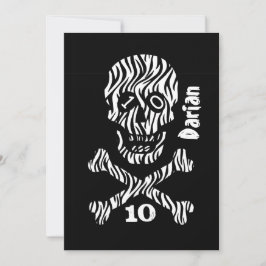 第10誕生日または任意の年のスカルとクロスボーンJ10 招待状