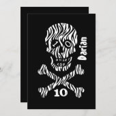 第10誕生日または任意の年のスカルとクロスボーンJ10 招待状 (正面/裏面)