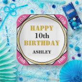 第10誕生日エレガントピンク金ゴールド ペーパープレート (パーティー)