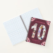 第10誕生日ガール写真ピンク花のゲストブック ノートブック (内部)