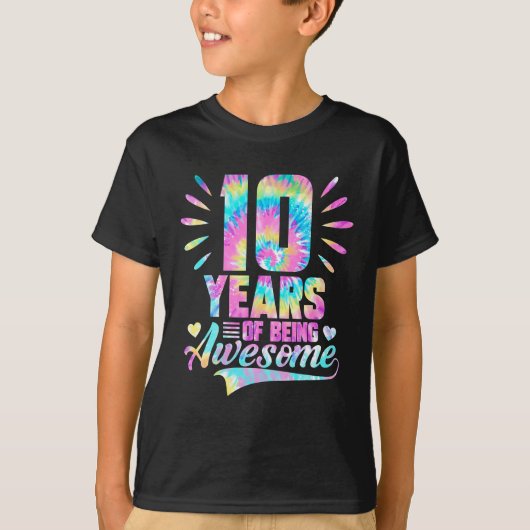 第10誕生日ギフトアイディア絞り染め10年 Tシャツ (正面)