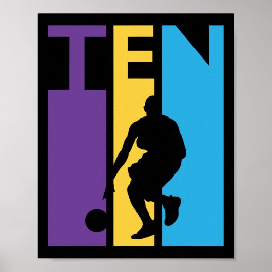 第10誕生日ギフト10バスケットボール10年カラフル（1000年） ポスター (正面)