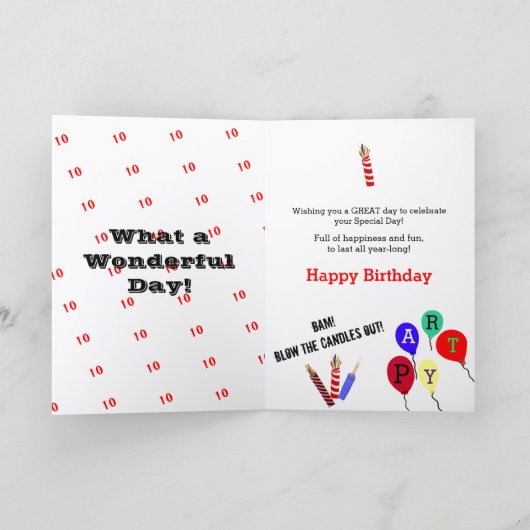 第10誕生日スーパースターピンク三角形エディットエイジ カード (内部)