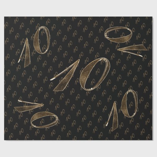 第10誕生日ス結婚チン記念エレガント金ゴールド ラッピングペーパー (フラット)