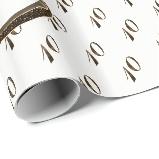 第10誕生日ス結婚チン記念エレガント金ゴールド ラッピングペーパー (ロールコーナー)