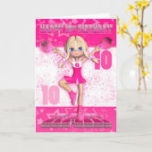 第10誕生日チアリーダー踊り、スターズインピンク カード (黄色い花)