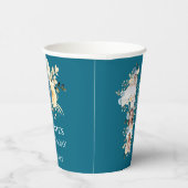 第10誕生日ティール(緑がかった色)フォトコラージュ黄花 紙コップ (右)