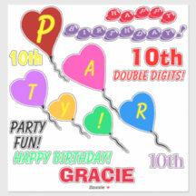 第10誕生日ハートバルーンパーソナライズされたビニル