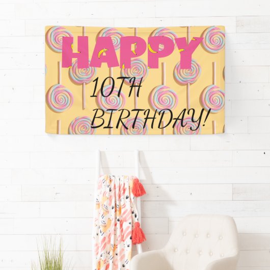 第10誕生日バナーおめでとう子供へ! 横断幕 (インサイチュ)