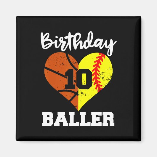 第10誕生日バレエおもしろい10歳ソフトボールバスク マグネット (正面)