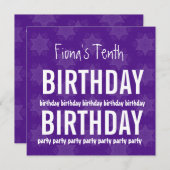第10誕生日パープルスターズ名前をカスタムするV03 招待状 (正面/裏面)