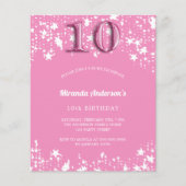 第10誕生日ピンクのホワイトスターズの予算招待状 チラシ (正面)