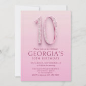 第10誕生日ピンクダイヤモンド 招待状 (正面)