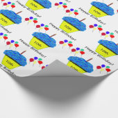 第10誕生日ブルーカップケーキバルーンカスタマイズ年齢: ラッピングペーパー (角)