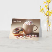 第10誕生日ホットココアアンドドーナツ カード (黄色い花)