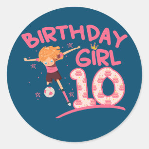 第10誕生日女子遊サッカーの子供の娘 ラウンドシール