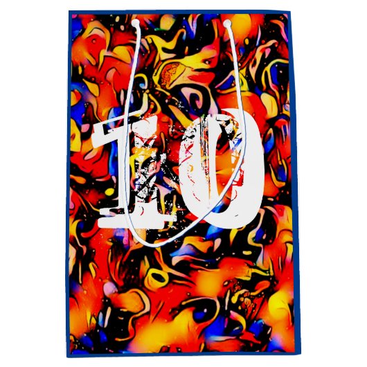 第10誕生日抽象芸術芸術少年 ミディアムペーパーバッグ (正面)