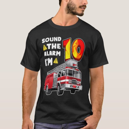 第10誕生日消防車ボーイキッズ消防士10 Y Tシャツ (正面)