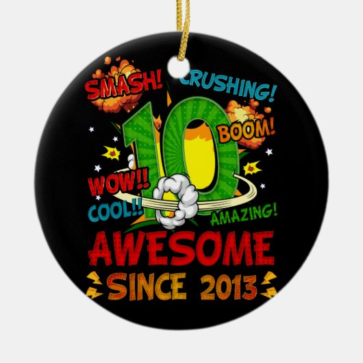 第10誕生日漫画スタイル2013 10素晴らしYe以降 セラミックオーナメント (正面)