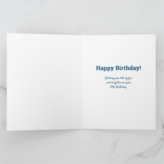 第10誕生日番号写真コラージュ カード (内部)