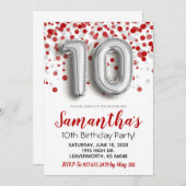 第10誕生日紙吹雪招待状 招待状 (正面/裏面)