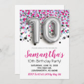 第10誕生日紙吹雪招待状 招待状 (正面/裏面)