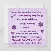 第10誕生日紫色の花名前をカスタムするW686 招待状 (裏面)