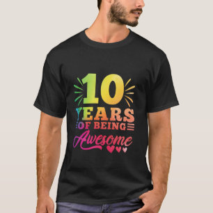 第10誕生日絞り染め10歳10女の子年ベイ Tシャツ