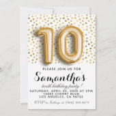 第10誕生日金ゴールド水玉模様招待状 招待状 (正面)
