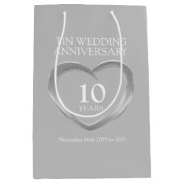 第10錫の結婚記念日の写真のギフトバッグ ミディアムペーパーバッグ