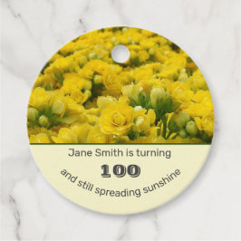 第100お祝いイエローフローラマイルストーン誕生日 フェイバータグ