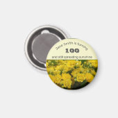 第100お祝いマイルストーンイエローフローラ誕生日 マグネット (正面/裏面)