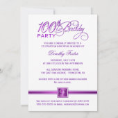 第100バースデーパーティ招待状-モノグラム 招待状 (裏面)