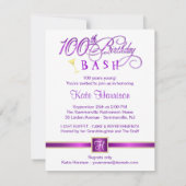 第100バースデーパーティ招待状-モノグラム 招待状 (裏面)