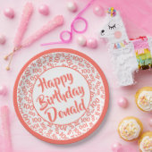 第100パーティー乱数パターン珊瑚/白 ペーパープレート (パーティー)