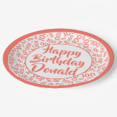 第100パーティー乱数パターン珊瑚/白 ペーパープレート (アングル)