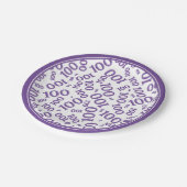 第100パーティー乱数パターン紫/白 ペーパープレート (アングル)