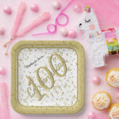 第100回エレガントパーティー100代金ゴールド/白 ペーパープレート (パーティー)